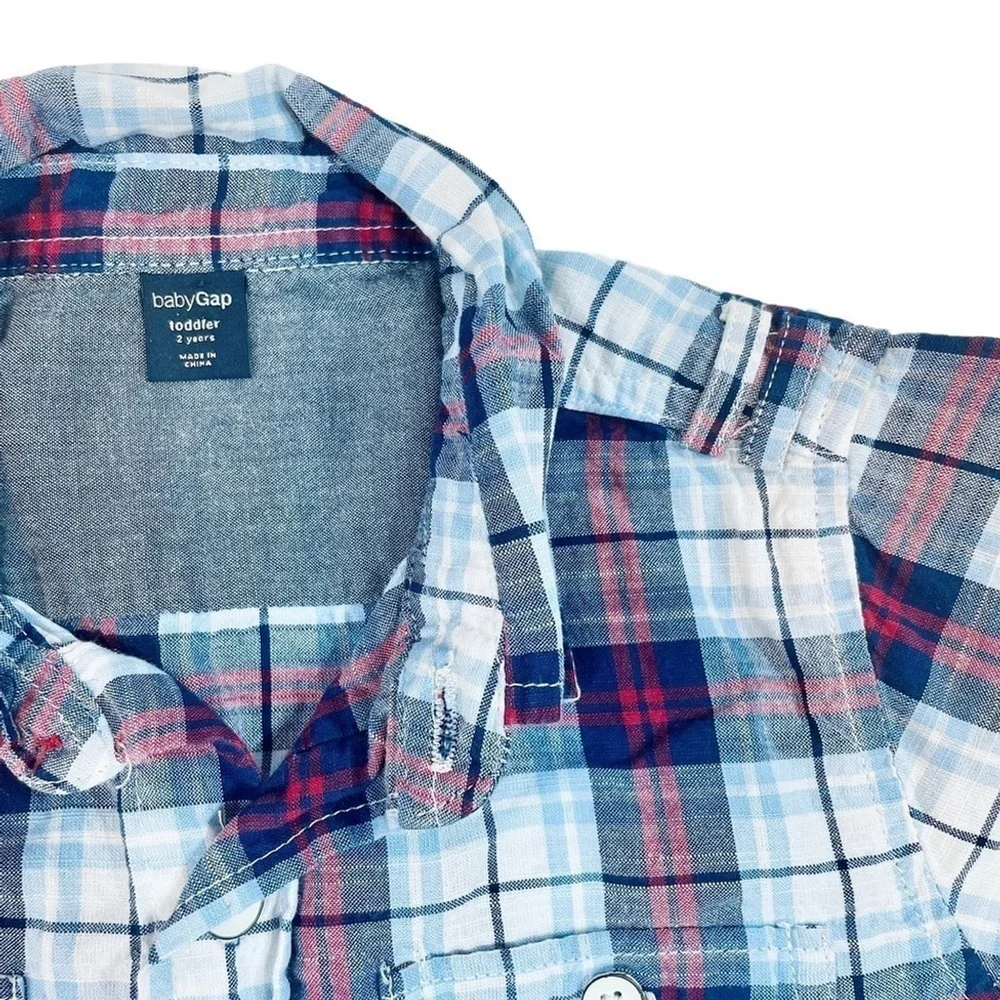 Baby Gap Plaid Short Sleeve Button Down Shirt 2T